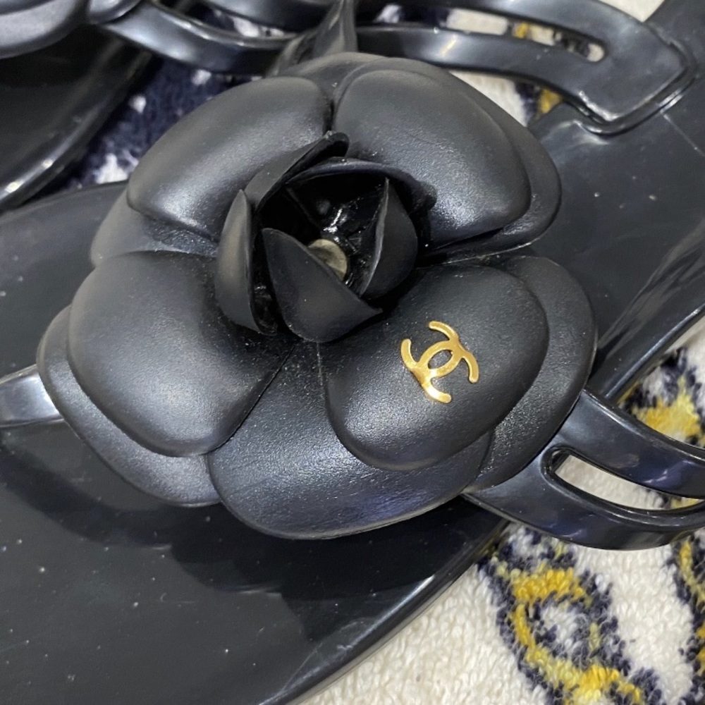 Authentic Chanel black jelly camellia sandals 39 - Picture 4 of 6
